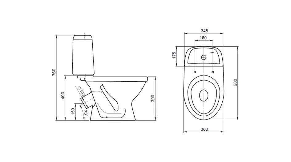 Унитаз Компакт Santeri Прайм 1.P205.4.S00.00B.F, напольный, армированный, сиденье, крепления