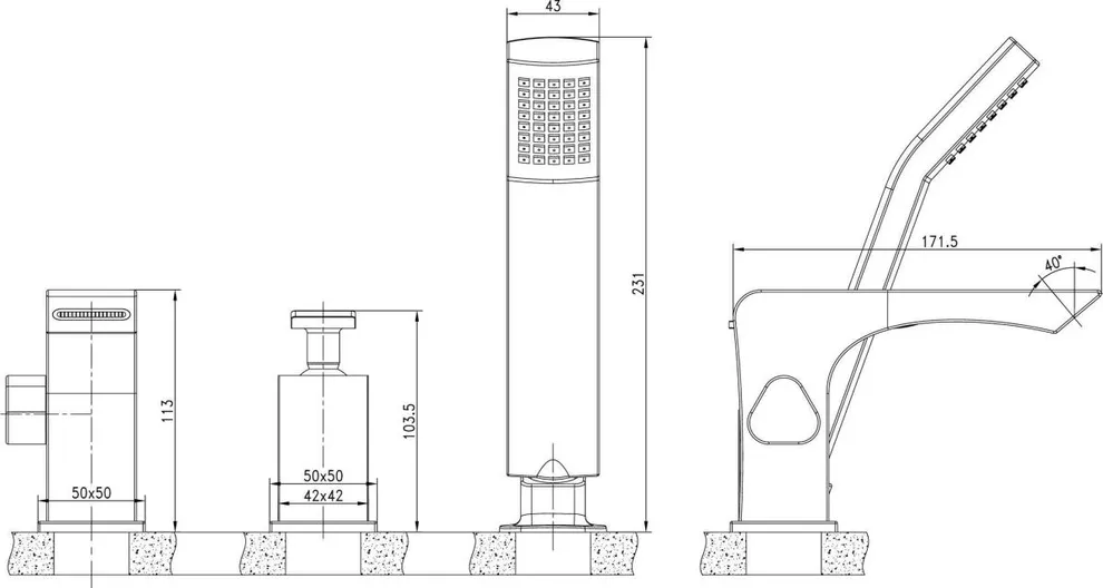 Смеситель Lemark Contest LM5845CW встраиваемый на борт ванны, на 3 отверстия, хром/белый